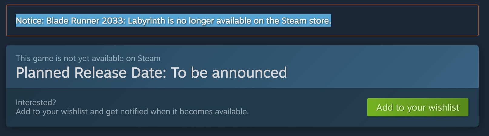blade runner steam delist