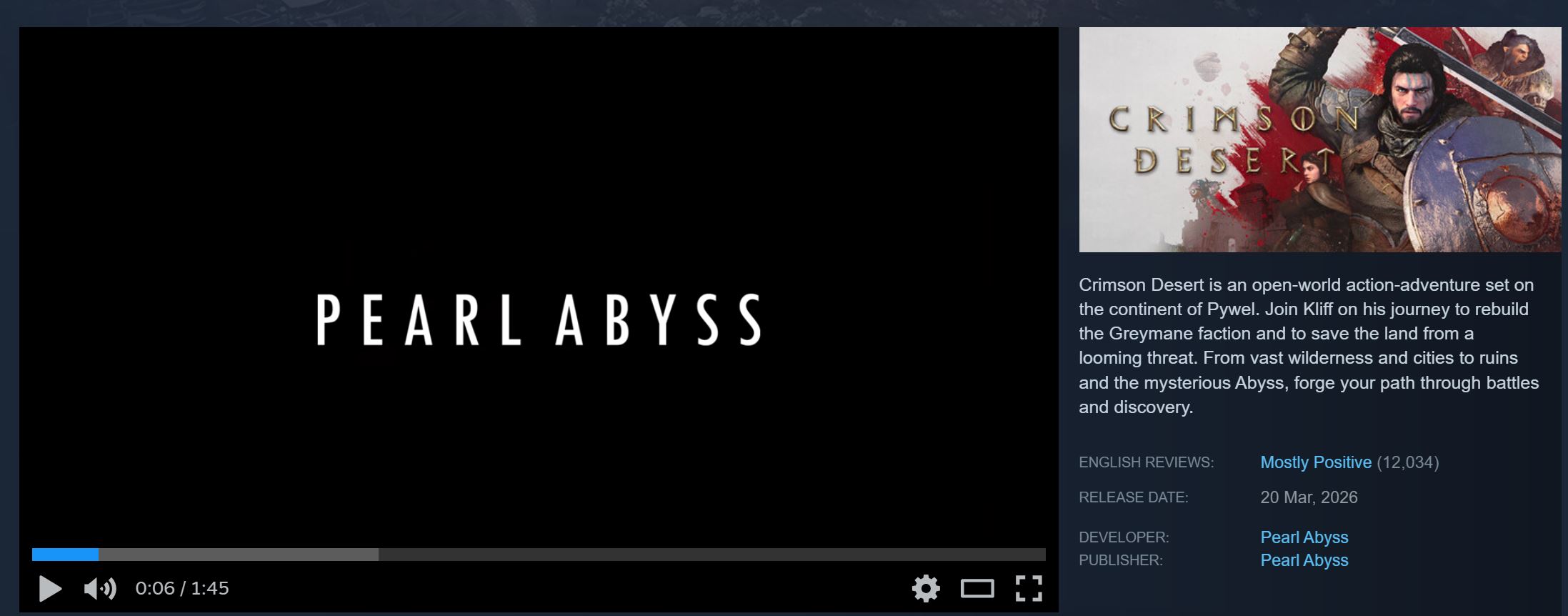 Crimson Desert Mostly Positive