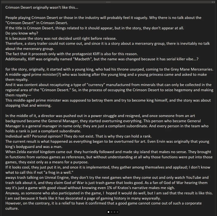 Crimson Desert Development Vows