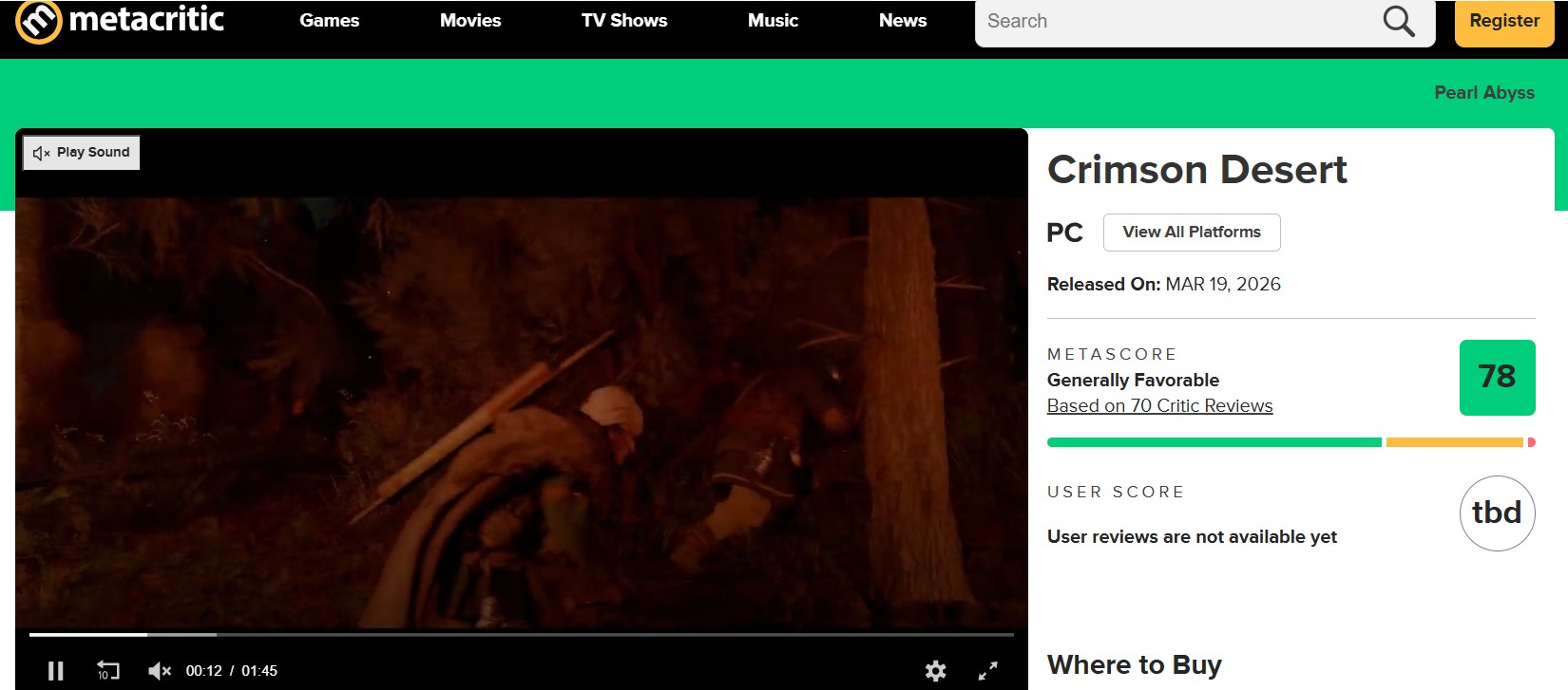 Crimson Desert Metacritic