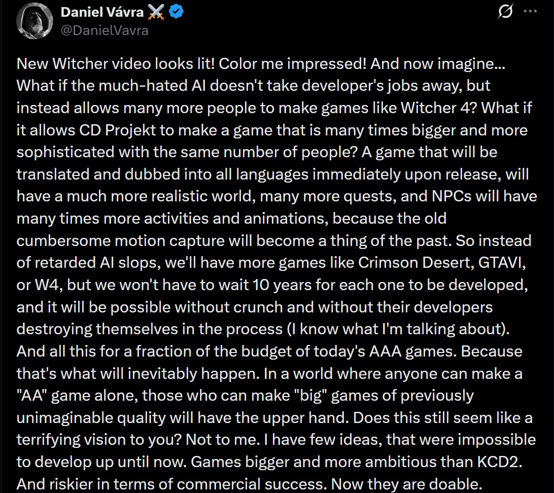 Daniel Vavra The Witcher 4