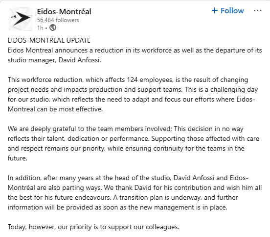 eidos montreal layoffs