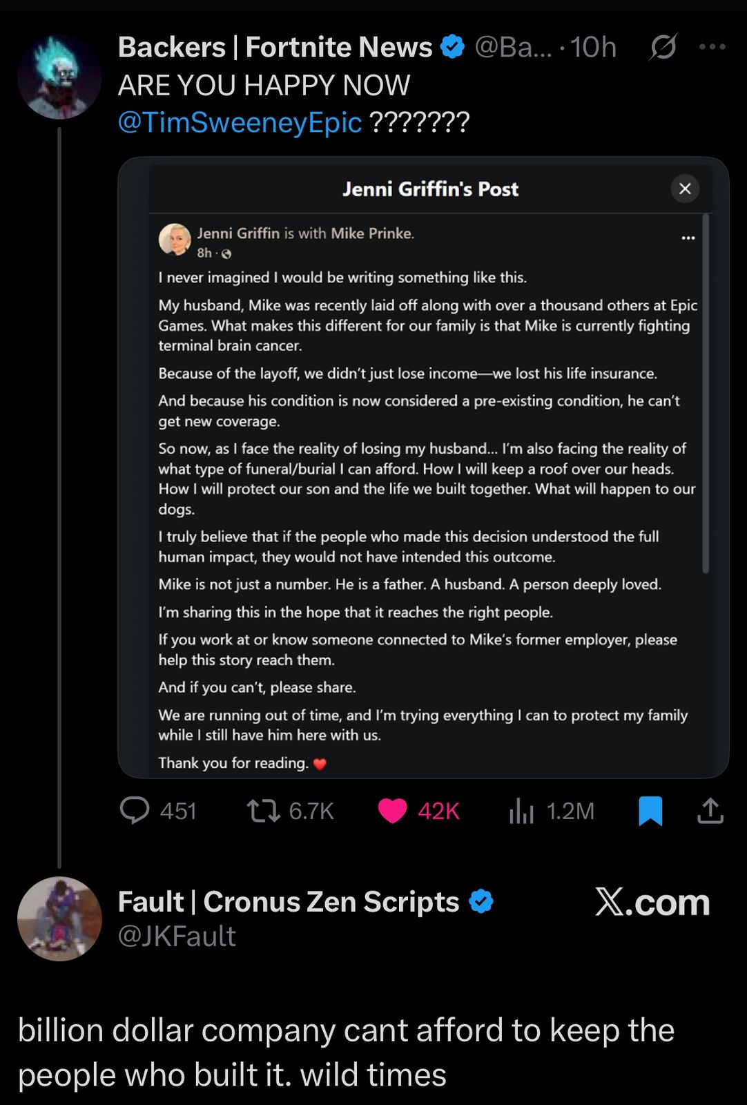 Epic Games Fan reaction