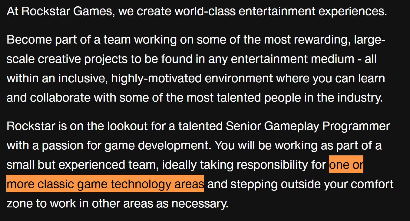 Rockstar Games Hiring For Work With Classic Technology