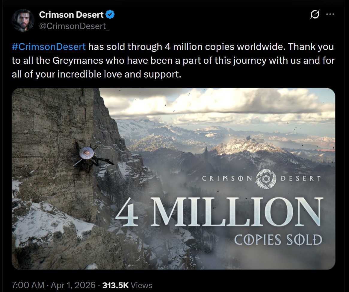 Crimson Desert 4 million