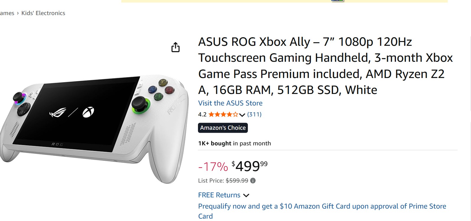 ASUS ROG Xbox ally sale