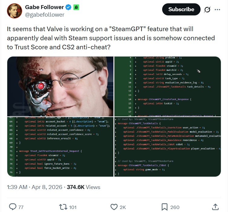 Valve is reportedly working on a SteamGPT AI tool.