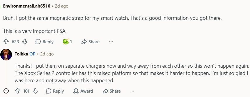 Many users have thanked the OP for the important PSA, as accidental metal contact can happen by anyone.