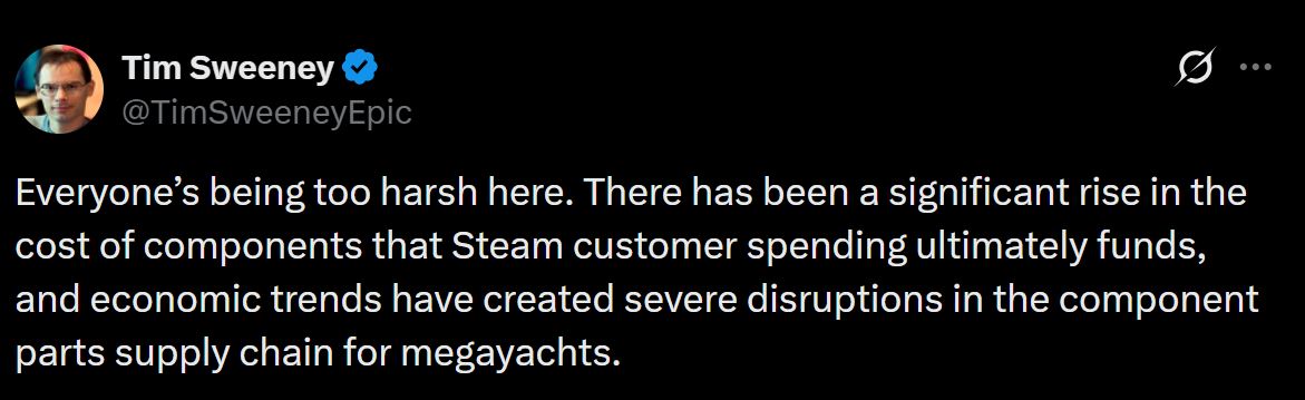 Tim Sweeney Sarcastic Remarks Aimed At Valve Following Steam Deck Price Hike