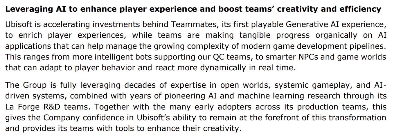 Ubisoft Leverage AI Game Development