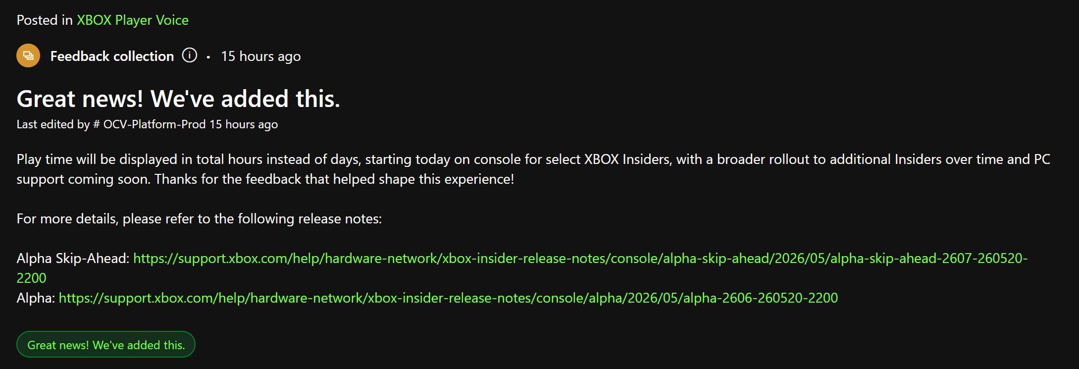 Xbox Addresses Feedback From Player Voice