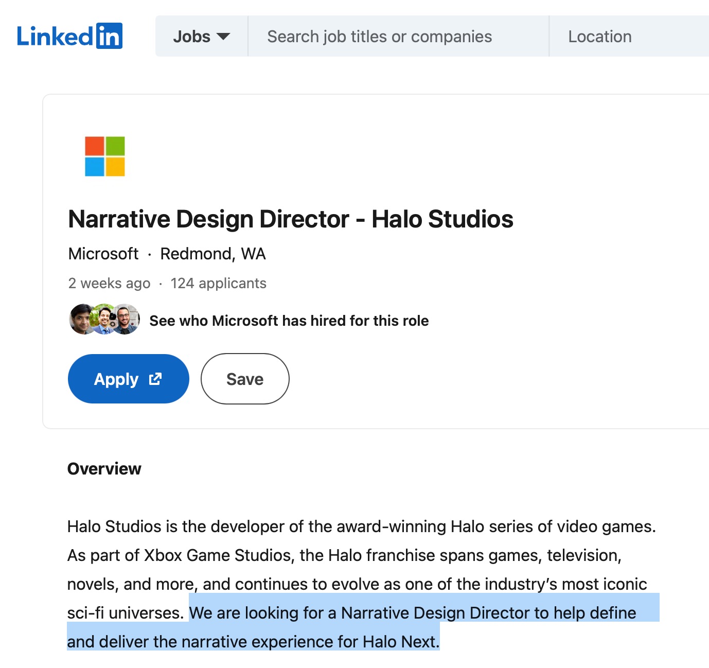 Halo Job Listing