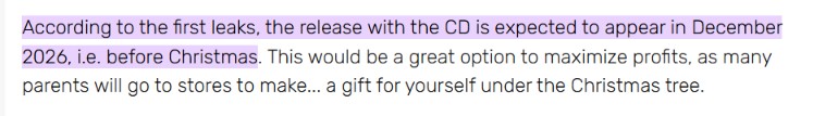 Insider Graczdari confirms that GTA 6 disc edition will come out in December.