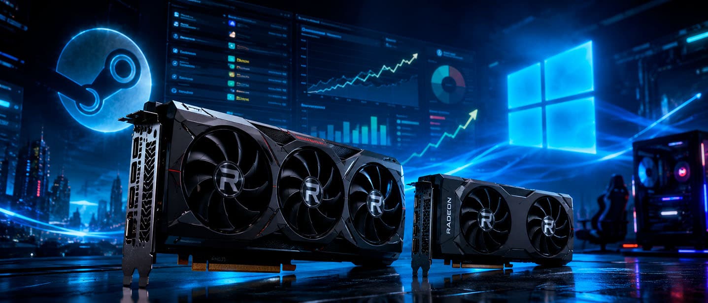 Radeon RX 9070 XT and 9060 XT appear in the Steam hardware survey