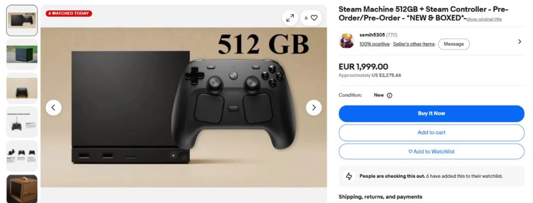 There's multiple ridiculous Steam Machine listings on eBay.