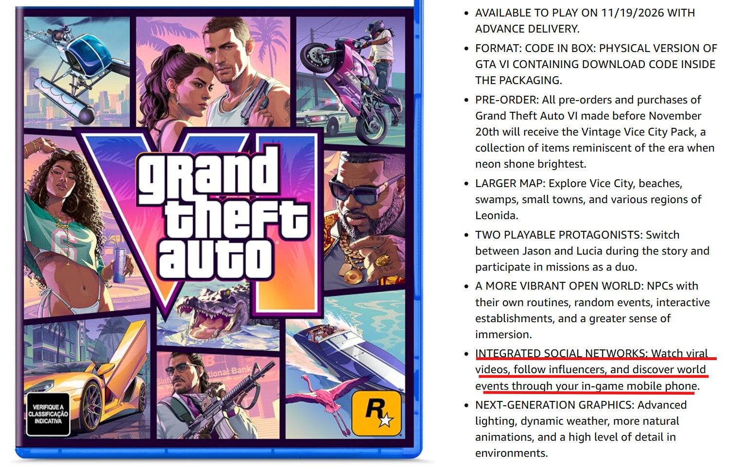 GTA 6 Social media listing