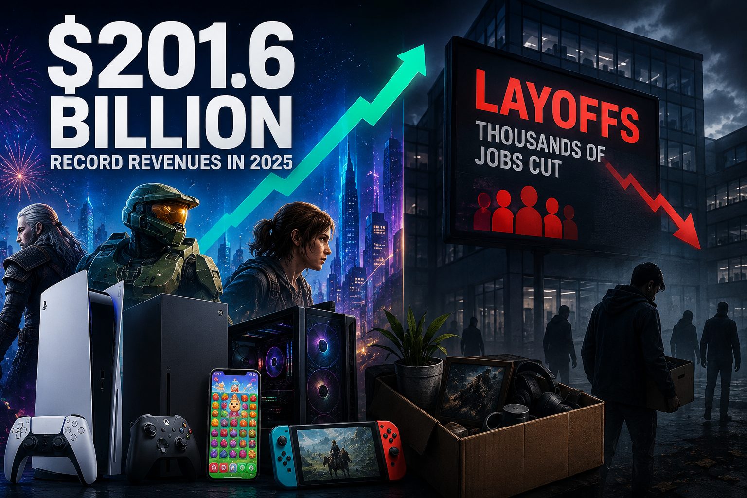 Record $201.6B Video Game Industry Revenue in 2025, Overshadowed By Thousand Of Layoffs video gaming industry revenue and layoffs