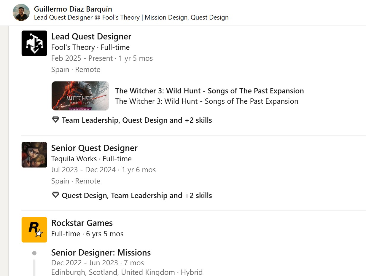 Witcher 3 LinkedIn