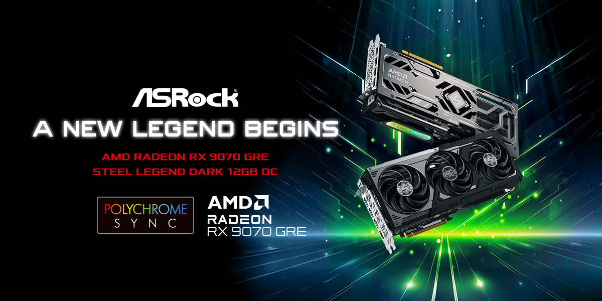 ASRock Unveils Radeon RX 9070 GRE Steel Legend Dark 12GB OC for Black-Themed Gaming PCs