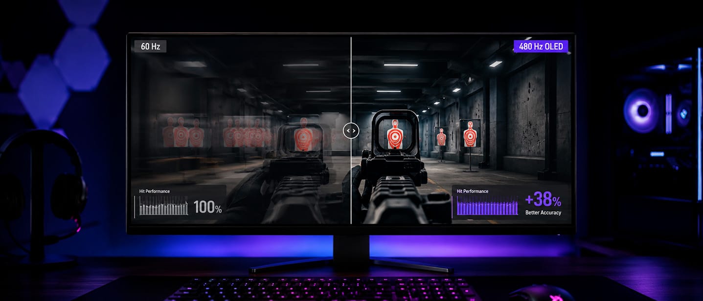 LG Display panel OLED 480 Hz vs 60 Hz