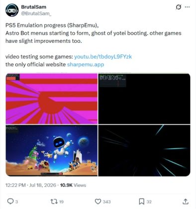 The SharpEmu and KtytyPS5 emulators have made steady progress in the past few weeks.
