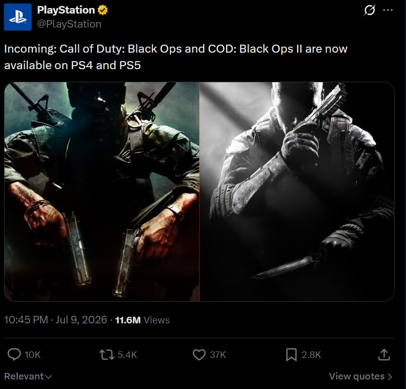 PlayStation Black Ops Ports Announcement