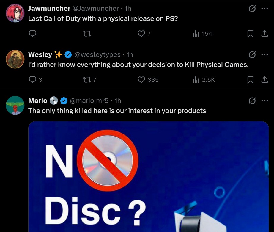 PlayStation Physical Discs Backlash