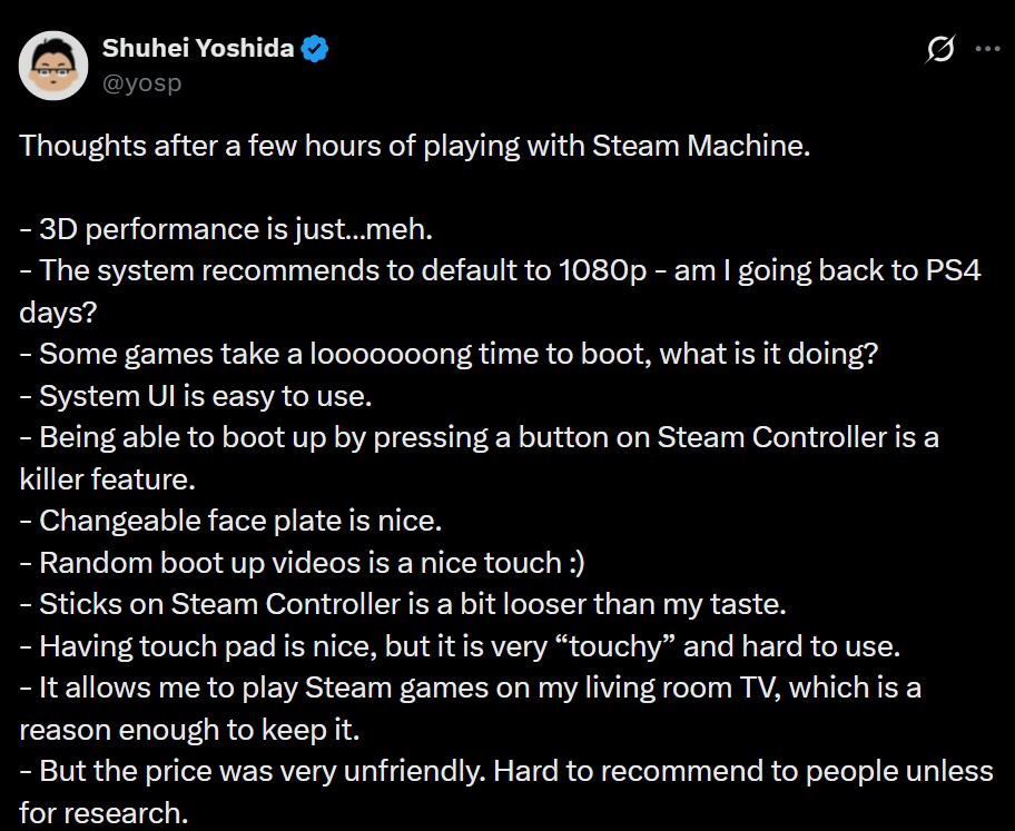 Shuhei Yoshida on Steam Machine