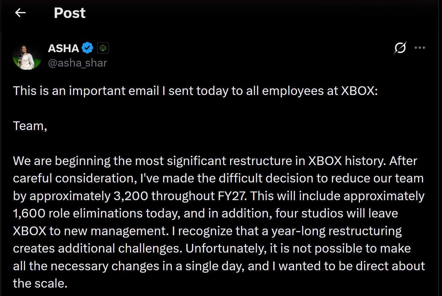 Asha Sharma Xbox