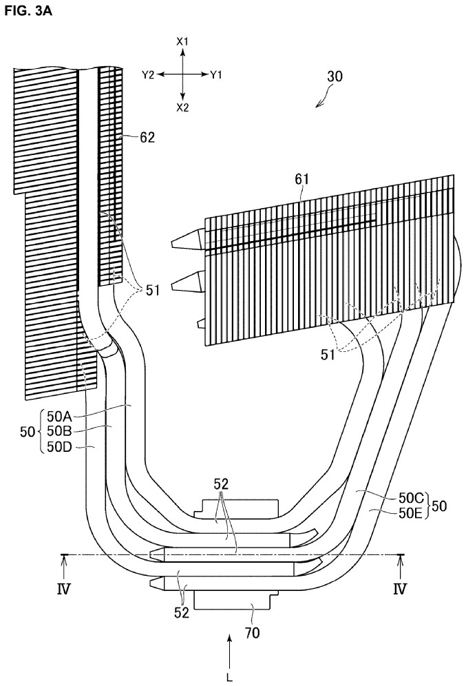 The figure shows a plan view of the heat pipe design.