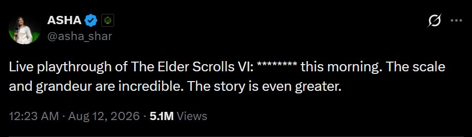 Asha Sharma Playing The Elder Scrolls 6