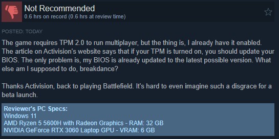 Many players are unable to run the game despite updating BIOS, enabling secure boot, and other necessary settings.
