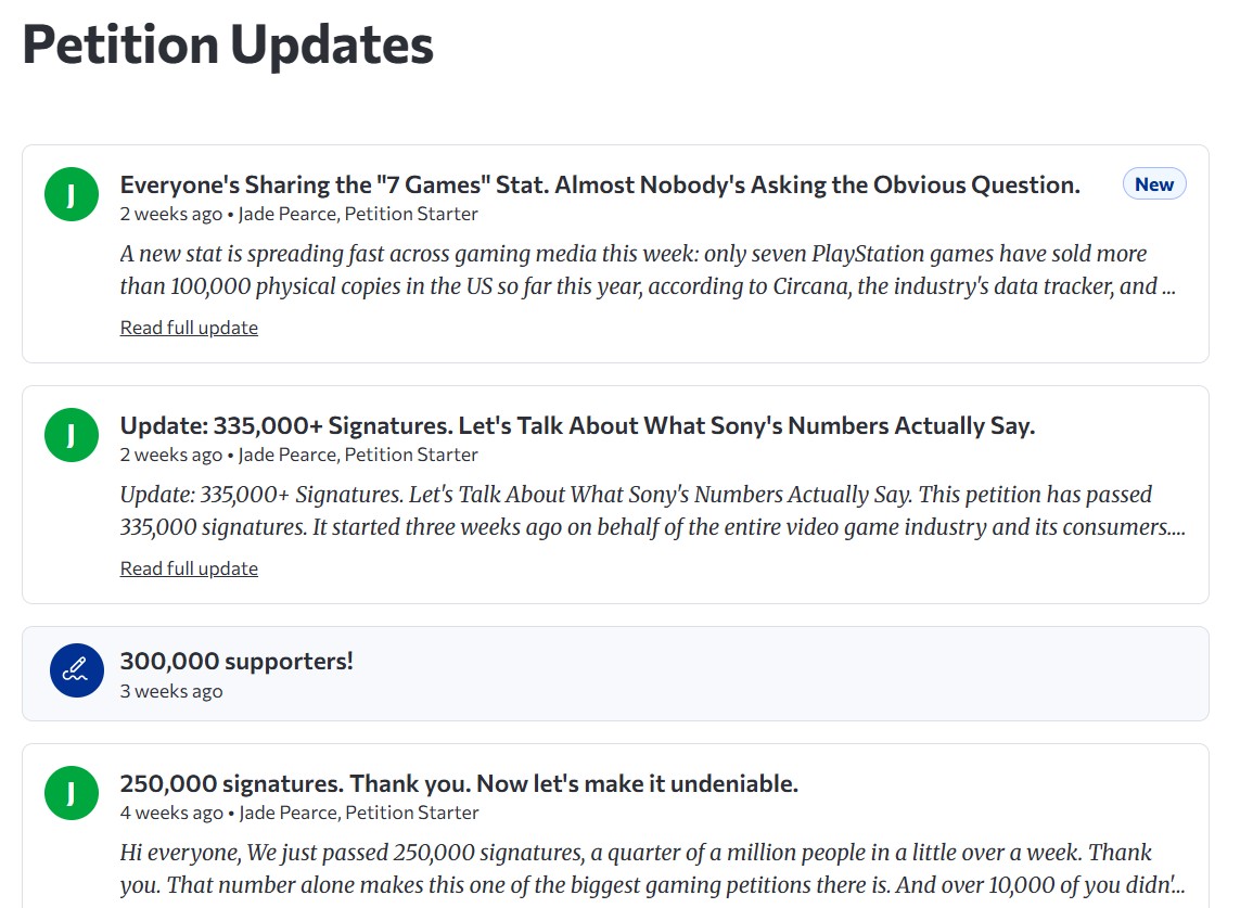 PlayStation Disc Petition Slow Down