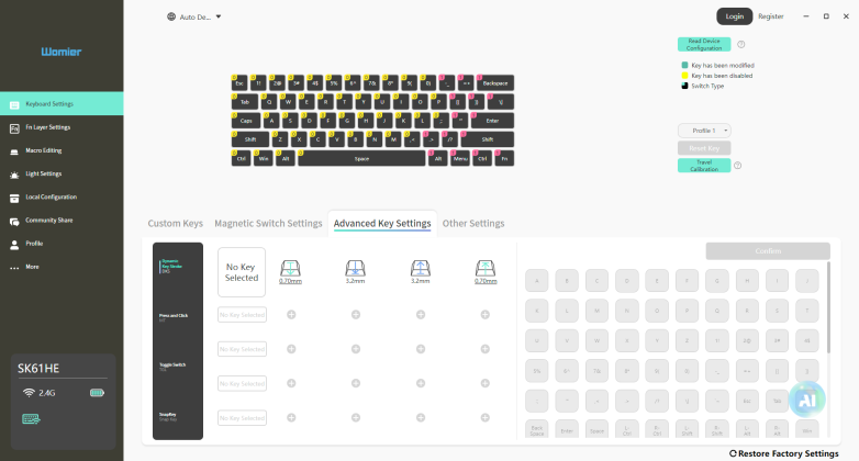 Advanced Key Settings