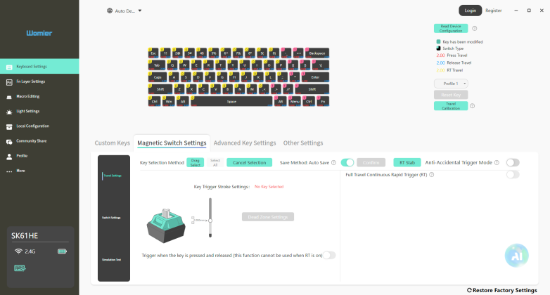 Magnetic Switch Settings