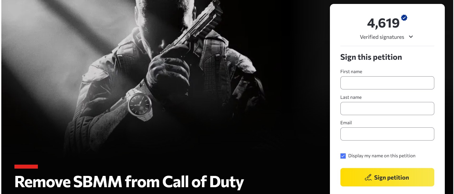 Call of Duty SBMM Petition
