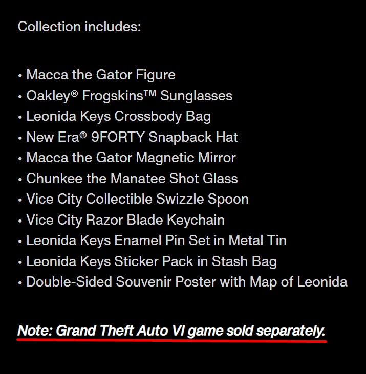 GTA 6 Collector's Edition Contents