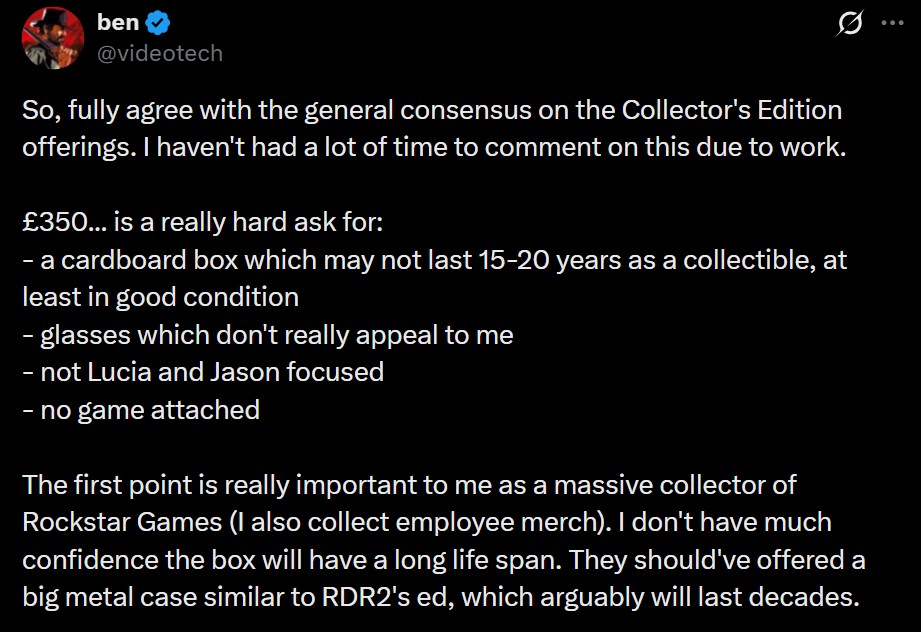 GTA 6 Collector's Edition Criticism via Fans
