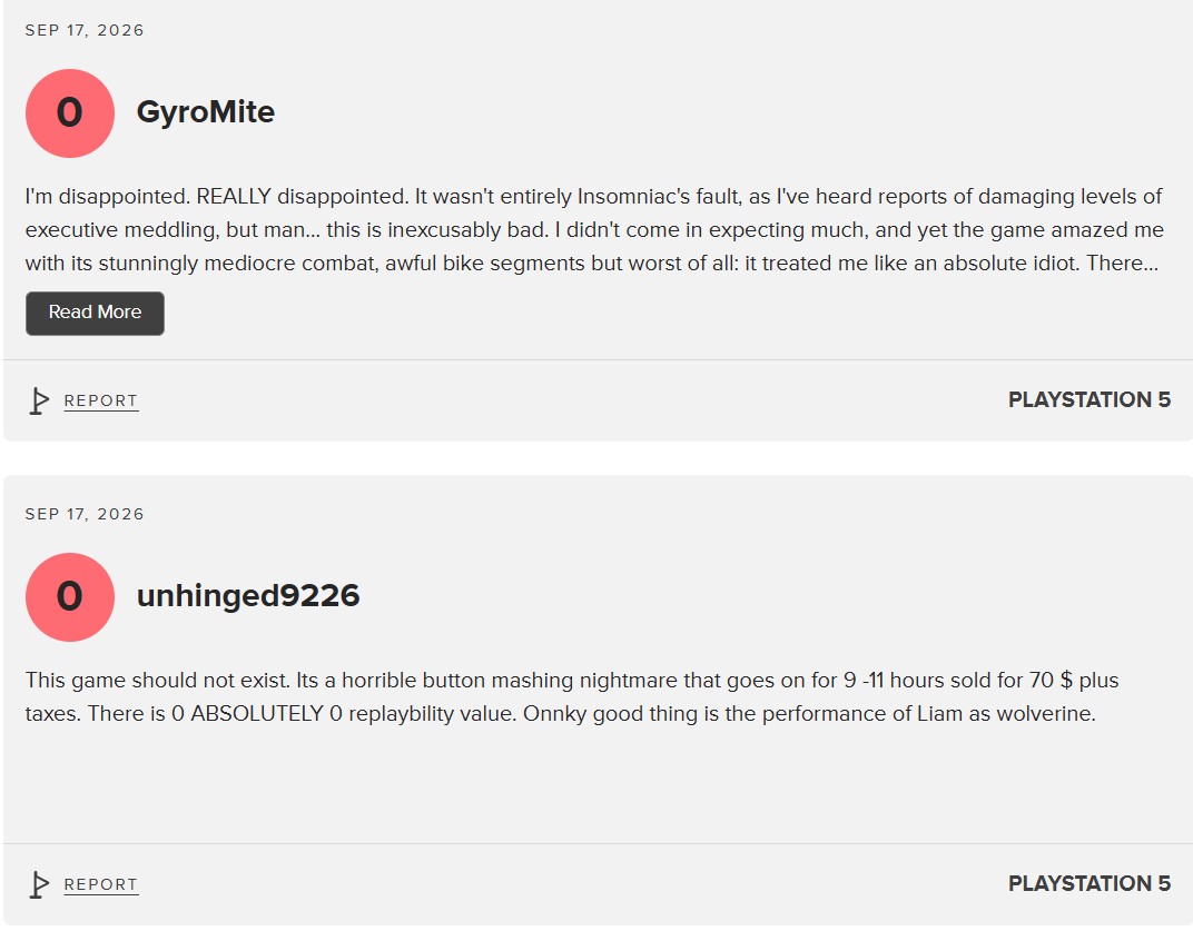 Marvel's Wolverine Metacritic User Reviews