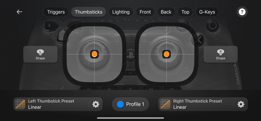 Thumbsticks Settings