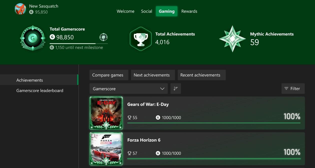 Xbox Mythic Achievements
