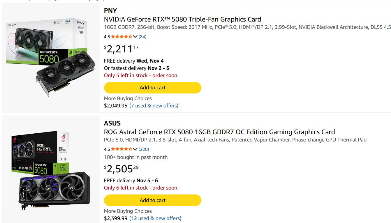 GeForce RTX 5080 Prices