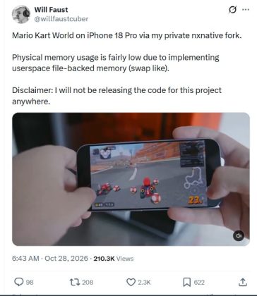 The game has also been emulated to iPhone 18 Pro.