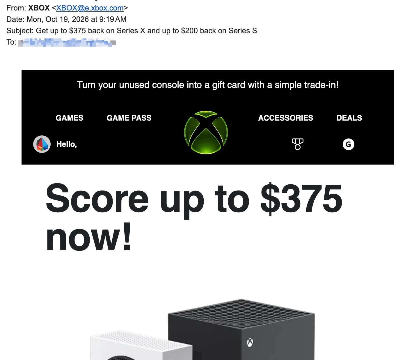 The traded console can earn a player up to $375.