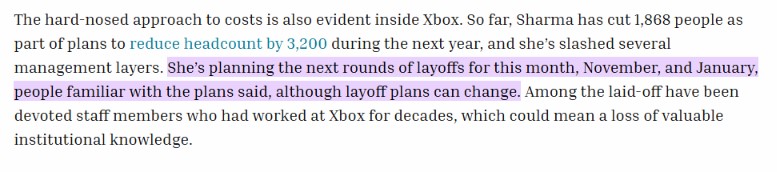 Asha Sharma is planning multiple rounds of layoffs despite already laying off over 1800 developers.