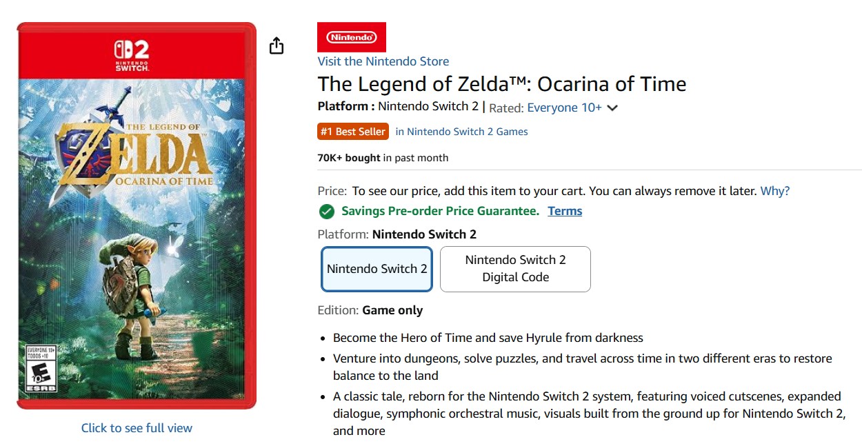 Zelda: Ocarina of Time Nintendo Switch 2
