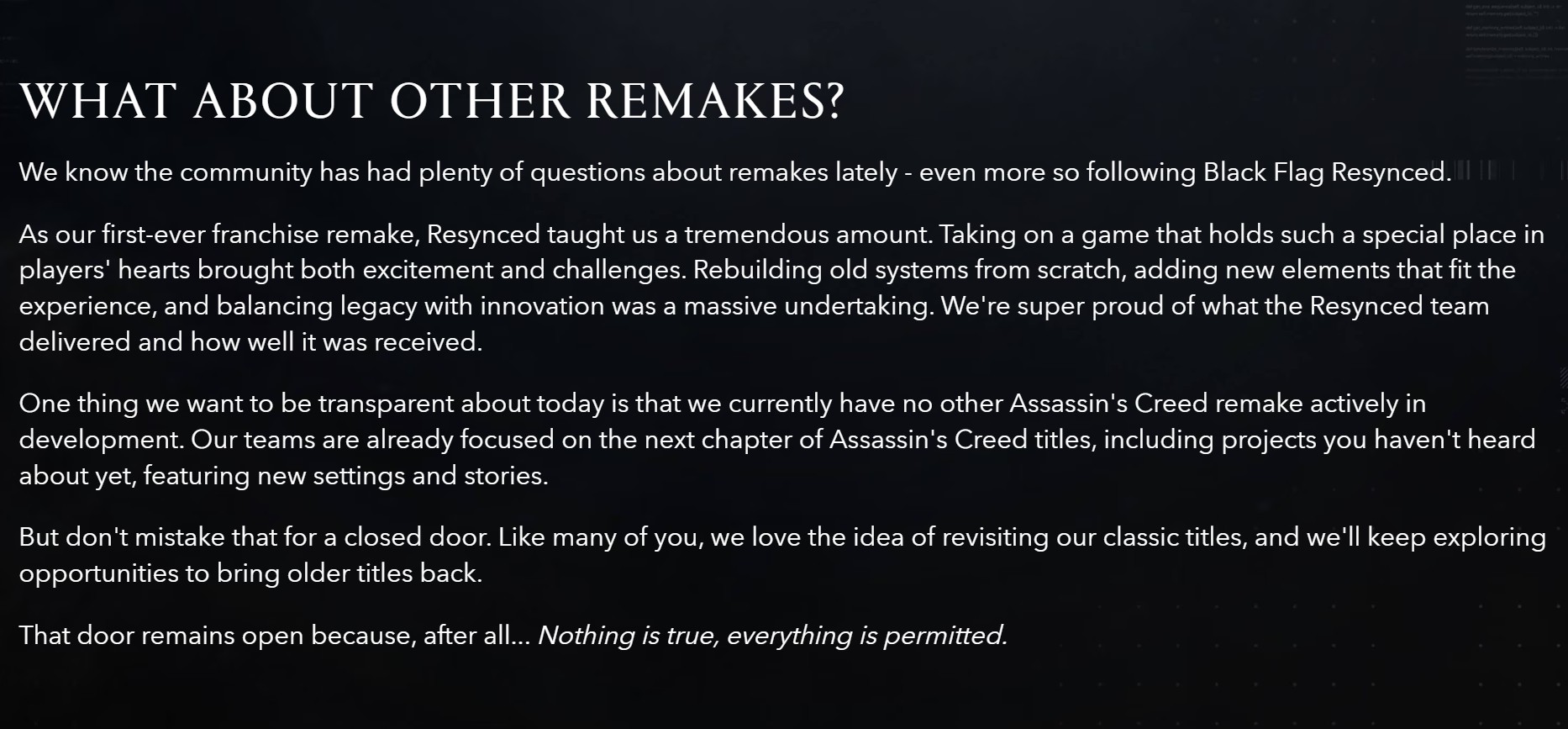 Assassin's Creed remakes