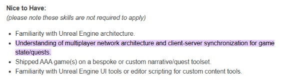 CD Projekt Red would prefer the hiree to have knowledge of multiplayer network architecture.