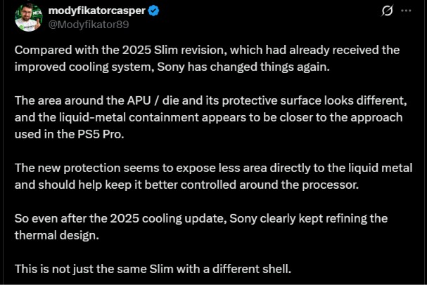 The new PS5 Slim model also comes with a improved cooling system closer to the PS5 Pro.